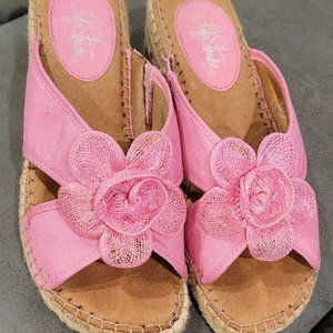 Life Stride Pink Floral Wedge Sandals, 8W